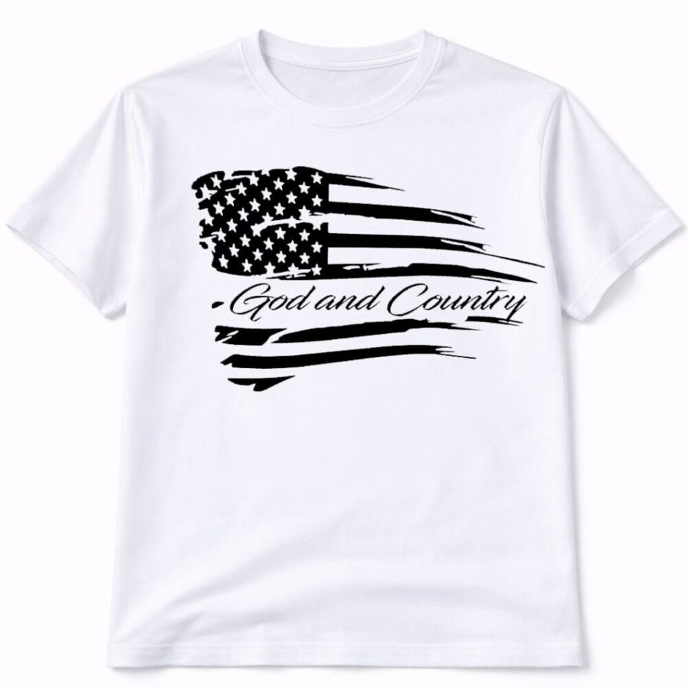 God And Country Flag Graphic T Shirt Trendy Boutique Style Tee Womens White Gift